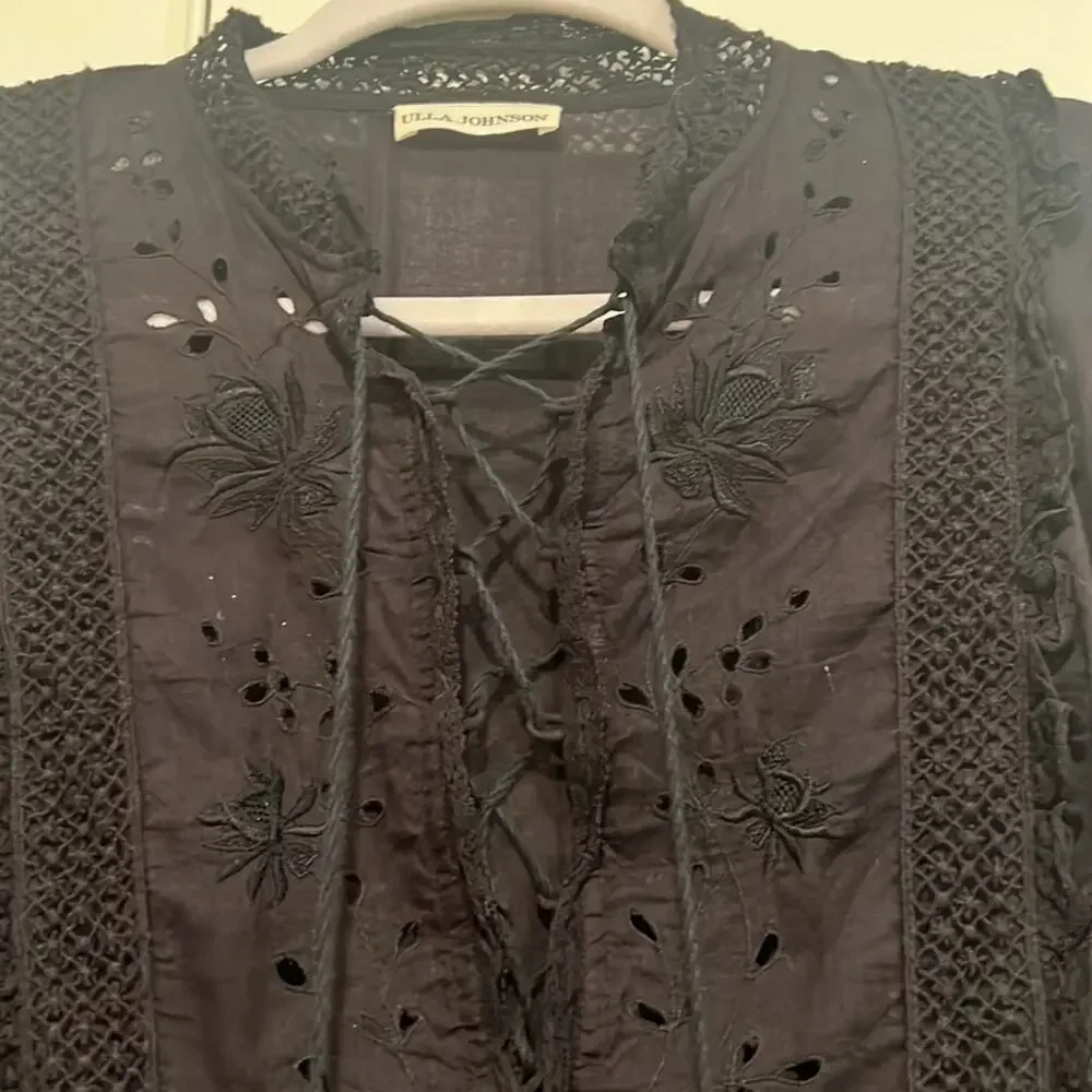 ULLA JOHNSON EUC black midi size 4 - Picture 6 of 11